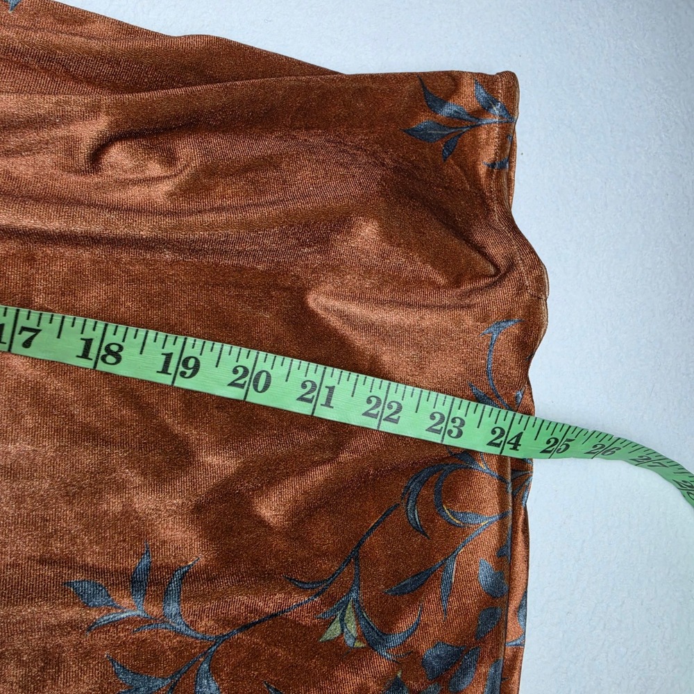 Bonne Journee Rust Velvet Floral Maxi Dress Boho Bell Sleeve V-Neck Size 2 M / L - Picture 9 of 9
